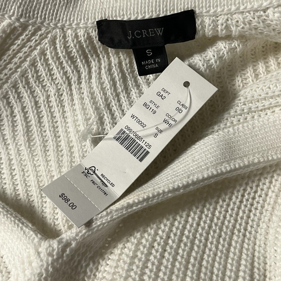 NWT J.Crew White Knit Relaxed Collared Sweater Long Sleeve V Neck‎ Size Small - Picture 2 of 6